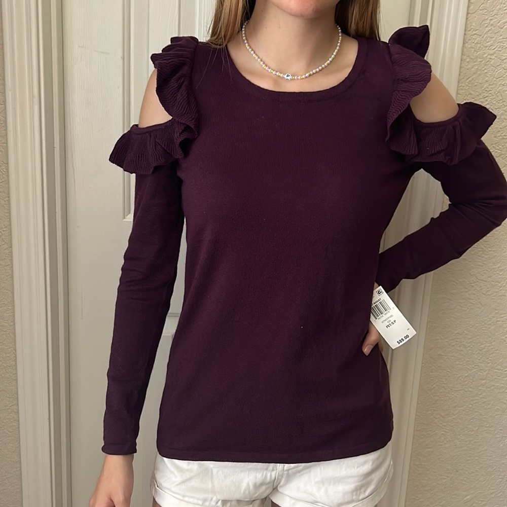 INC International Concepts purple sweater blouse